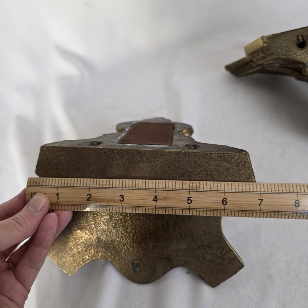 Pair of 2 Vintage Ornate Gilded Brass Wall Sconce Shelves MCM Hollywood Regency - Picture 14 of 14